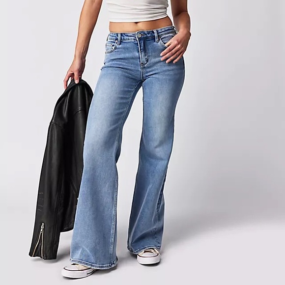 Free People Denim - Free People Medium Wash Low Rise Flare Leg Jeans